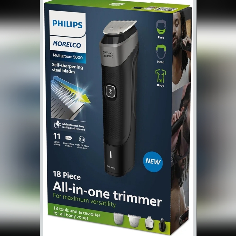 PHILLIPS-NORELCO MultiGroom 5000 18 In 1 (Face, Head & Body Trimmers) *NIB*